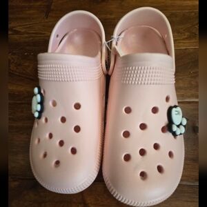Adults or Kids Pink Clogs with Cute Paw Print